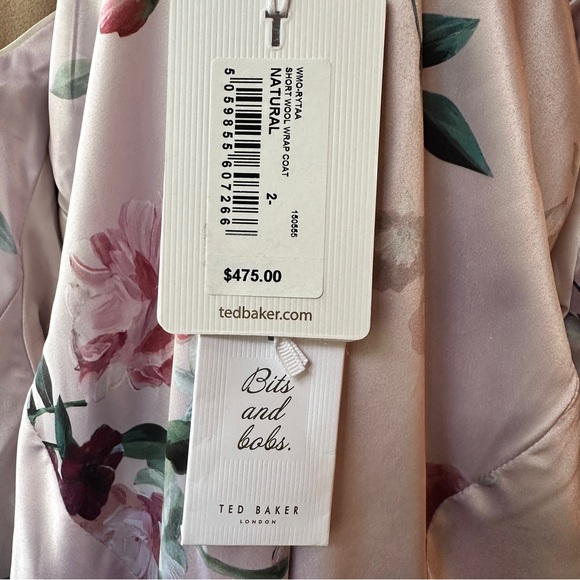 NWT Ted Baker London Wool Cashmere Blend Camel/Tan Wrap Coat w/Belt, Size 2 - Picture 12 of 16